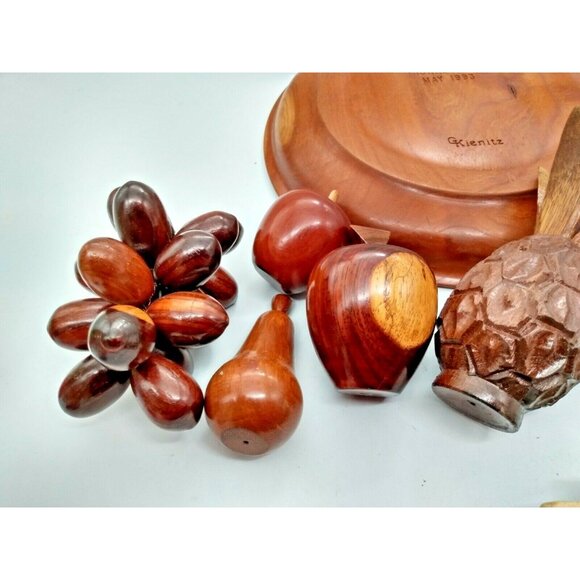 Vintage Wood Hand Carved Decorative Bowl & Wooden Fruit AMAZING - Picture 12 of 12